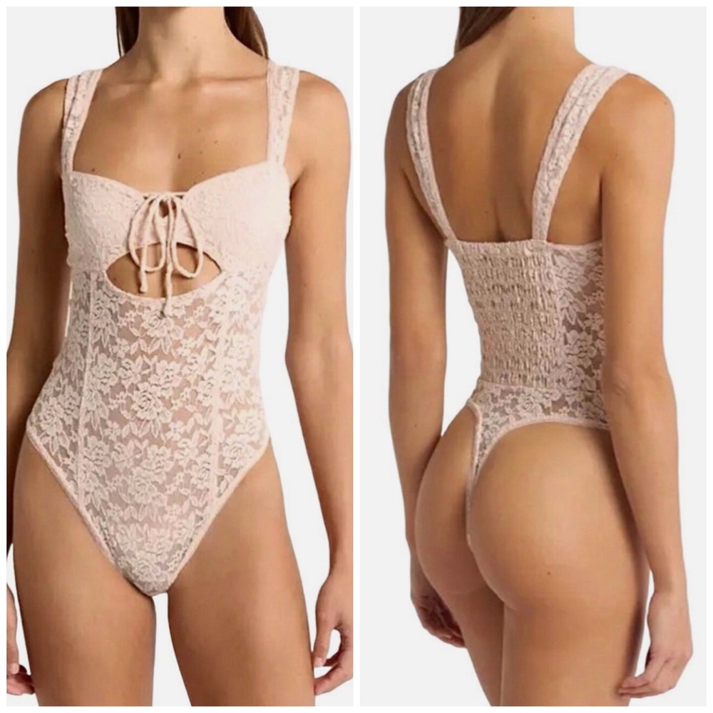 Free People Intimately "Strike A Pose" Lace Bodysuit Size M